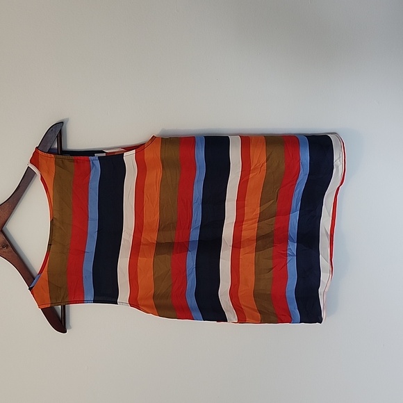 BB Dakota near sheer striped blue orange red sleeveless top size M - Picture 3 of 3
